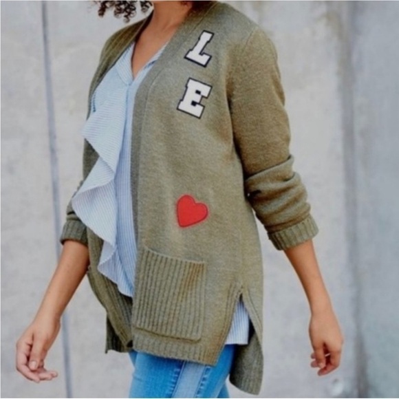 NWOT Libby Edelman Army Green Cardigan Size Large - Picture 1 of 8